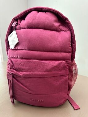 Victoria's Secret PINK Quilted Puffer Bag Backpack Dark Pink Magenta Logo NWT